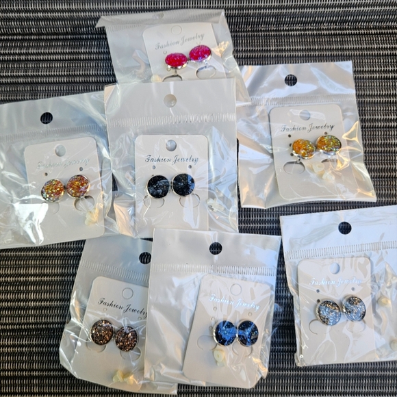 Brand New Clip Earrings -Drusy Quartz style earrings - Picture 1 of 8